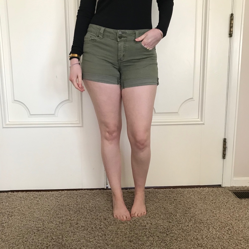 Juniors' Mudd® FLX Stretch Green Jean Shorts